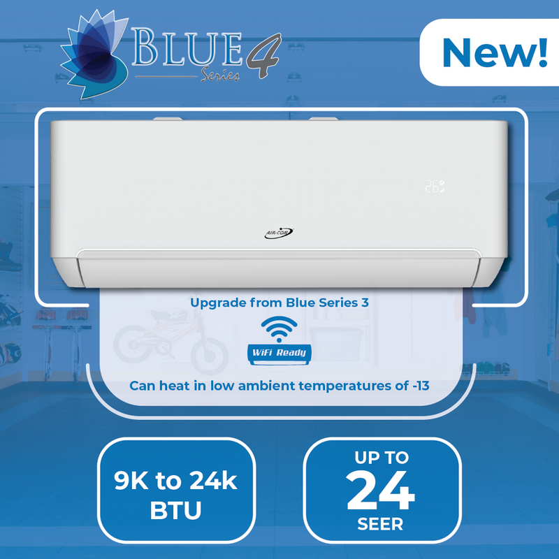 Air-Con Blue Series 4 18000 BTU 22 SEER Mini Split Air Conditioner 15ft Lineset & Wiring