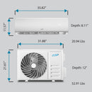 Air-Con Serene PLUS Series R32 17 SEER Mini Split Air Conditioner 16ft Lineset & Wiring