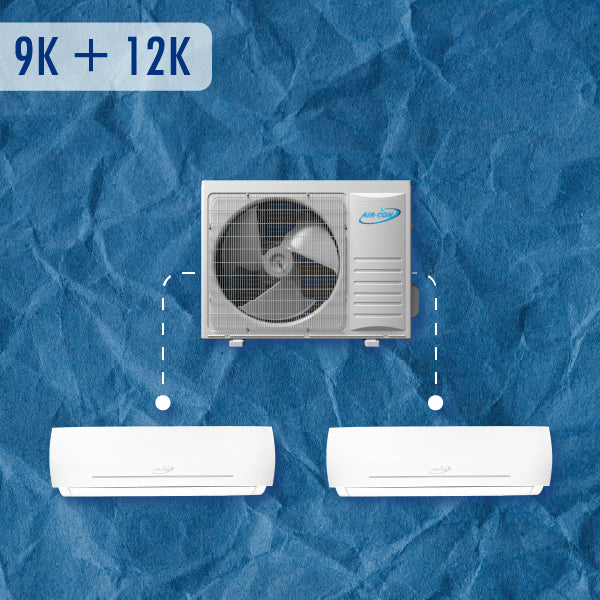 Air-Con 2 Zone 18000 BTU 22 SEER Multi Split BUNDLE 230v Air Conditioner
