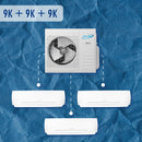 Air-Con 3 Zone 24000 BTU 22 SEER Multi Split BUNDLE (3) 9K BTU Wall Mounted 230v Air Conditioner Heat Pump